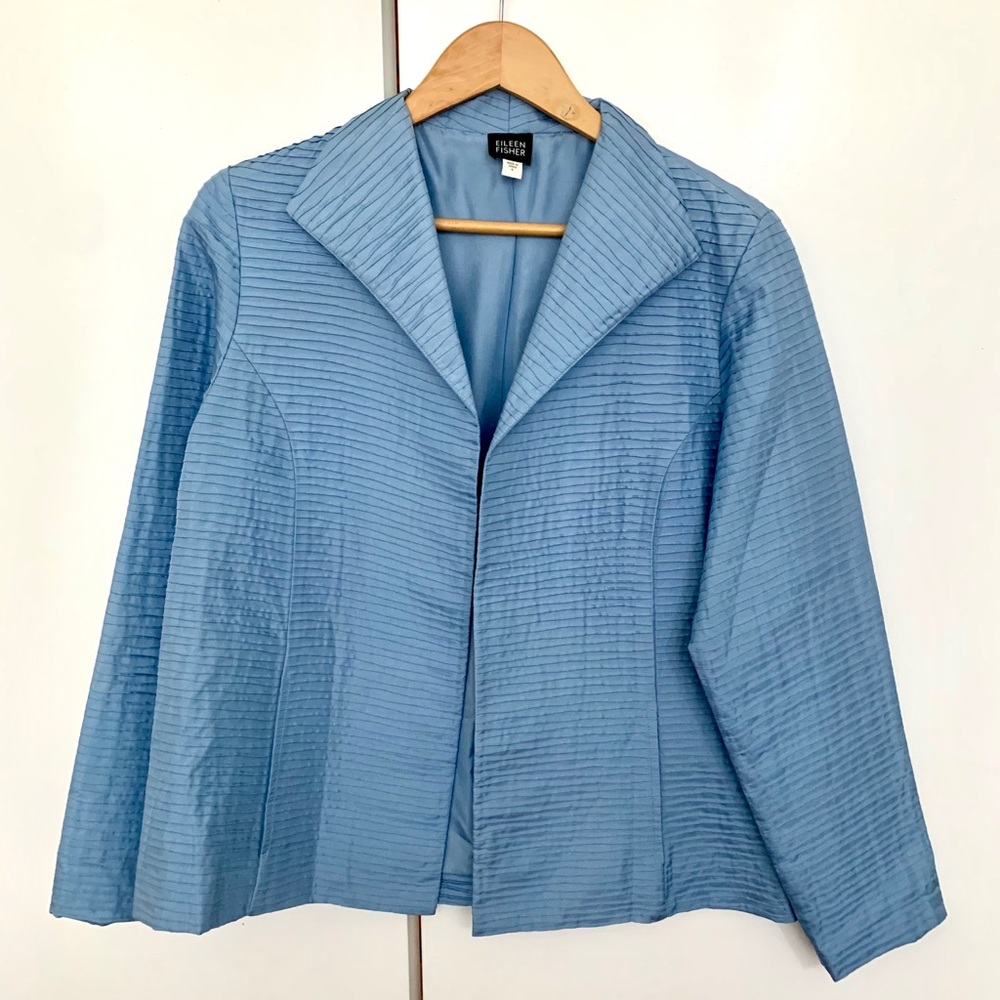 Eileen Fisher Light Blue Silk Jacket - Size S